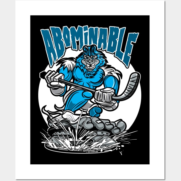 Abominable Snowman Hockey Player Mascot Wall Art by eShirtLabs